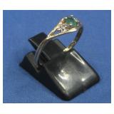 10k Gold Emerald & White Topaz Ring Tested