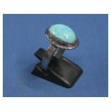 Vtg S.S. N/A Turquoise Ring Hallmarked