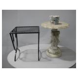 Plaster Base Cherub Stand W/Metal Stand See Info
