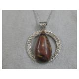 Vtg S.S.SW Red Jasper Pendant Necklace 30.4g