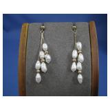 14KT Vtg Rice Pearl Earrings