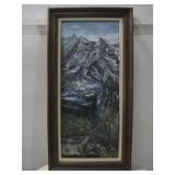Framed Vertical Landscape Oil Painting 28.5' x 55'
