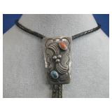 Vtg S.S. N/A Turq. & Coral Bolo Tie Tested