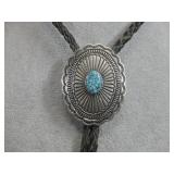 Vtg S.S. N/A J.O. Spider Web Turq. Bolo Tie See