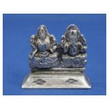 Vtg Sterlign Silver Lakshmi & Ganesh Cast Decor