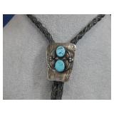 Vtg S.S. Navajo Turq. Bolo Tie G.G. Hallmarked
