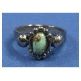 Vtg S.S. N/A Turquoise Ring Hallmarked