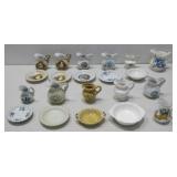 Nine Mini Pitchers With Basins/Saucers & More