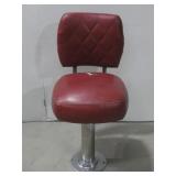 Vtg Red Vinyl Bolt Down Stool See Info