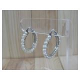 Sterling Silver & Pearl Hoop Earrings Hallmarked