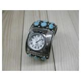 Vtg Fred Guerro Navajo S.S Turq Side Watch See;
