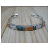 S.S. MOP, Spiny Oyster & Turq. Bracelet Hallmarked