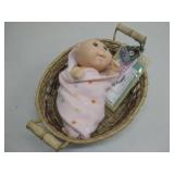 2015 Cabbage Patch Doll In Basket W/Blanket