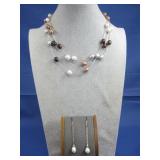 S.S. Fresh Water Pearl Earring & Necklace Set See