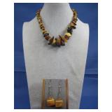 Vtg S.S. Baltic Earrings W/ Necklace