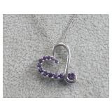 Sterling Silver Gemstone Heart Pendant Necklace