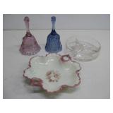 Vtg Westmooreland Dish Two Fenton Bells See Info