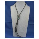 1950's Zuni  S.S. Turq. Red Coral Stone Bolo See