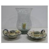 Vtg Set Finger Candle Holders,Hand Blown See Info