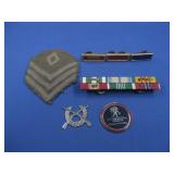 Vtg US Military Patch,Ribbons,Coin & Pins