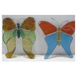 Two Stained Glass Butterfly Window Decor 7' x 7'