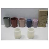 Three Small Planter Pots 5' W/Two Candles See Info