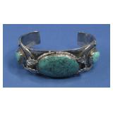 Vtg Sterling Silver N/A Turq. Bracelet Tested
