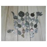Twenty Six Religious Medallions 1 W/Chain Necklace