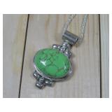 S.S. Turquoise Pendant & Chain Hallmarked 32'