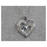 Sterling Silver Double Heart Pendant Necklace