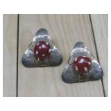 Sterling Silver Earrings W/Trade Beads Hallmarked