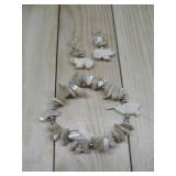 Vtg. M.O.P Shell Silvertoned Bracelet W/Earrings