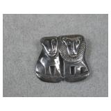 Sterling Silver Lions Brooch Pin Hallmarked