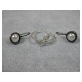 Sterling Silver Pearl Earrings Snake Ring Hallmark