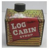 Vtg Log Cabin Syrup Tin Advertising Still Bank See