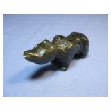 Zuni Stone Carved Bear Fetish W/ Turquoise Eyes