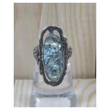 Sterling Silver Abalone Shell Ring Hallmarked