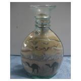 Sand Art Glass Decor Camel Scene 5' Tall