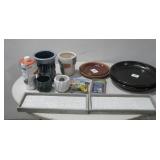 New Assorted Garden Pots Saucers & Fertilizer