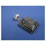 Silvertone Polished Stone Pendant