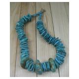 Native American Blue Turq. Slab Nugget Necklace