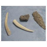 Stone Arrowhead, Antler Tips & Volcanic Rock