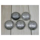 Five Sterling Silver Tested Stamped Concho Buttons