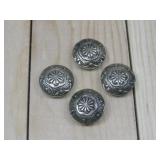 Four Sterling Silver Tested Concho Buttons