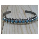 Vtg S.S. Zuni Snake Eye Turq. Bracelet Hallmarked