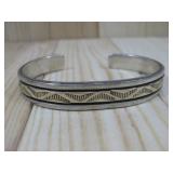 14K Gold & Sterling Silver Stamped Bracelet See