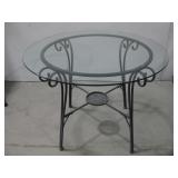 Round Glass Table W/Decorative Metal Base See Info