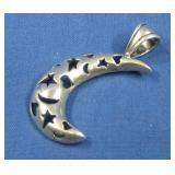 Vtg Sterling Silver Jezlaine Crescent Moon Pendant