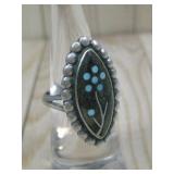 Sterling Silver Tested Turq. Ring Signed