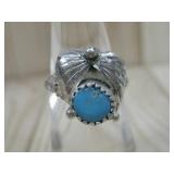 Sterling Silver Blue Stone Bow Ring Hallmarked